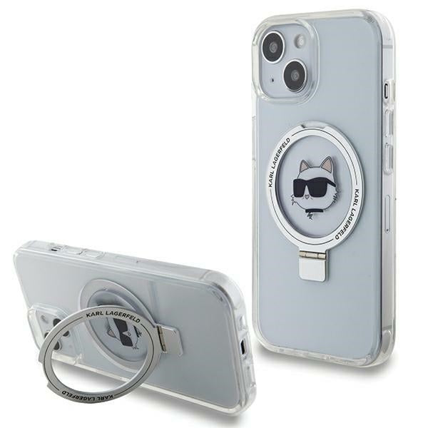 MagSafe futrola za Apple iPhone 15 Plus / 14 Plus, Karl Lagerfeld, Ring Stand Choupette's Head, Bijela