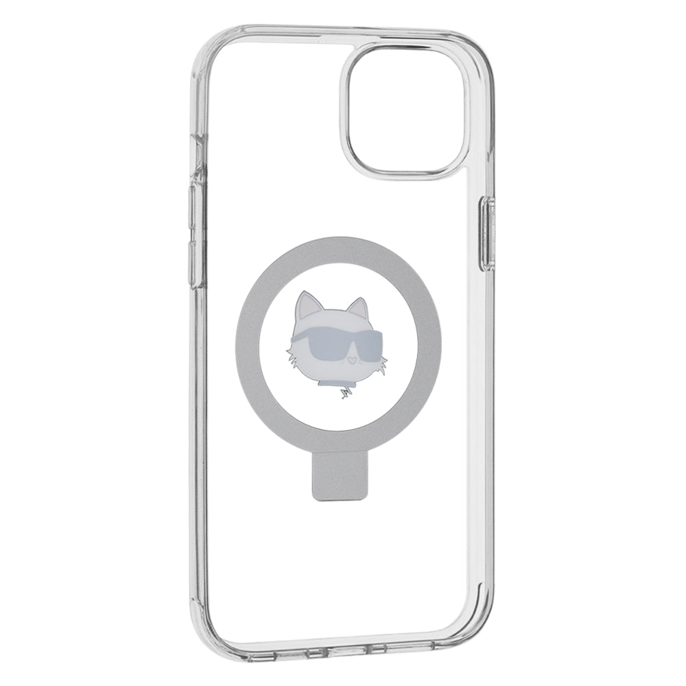MagSafe futrola za Apple iPhone 15 Plus / 14 Plus, Karl Lagerfeld, Ring Stand Choupette's Head, Bijela