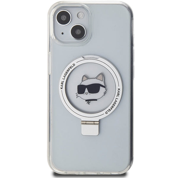 MagSafe futrola za Apple iPhone 15 Plus / 14 Plus, Karl Lagerfeld, Ring Stand Choupette's Head, Bijela
