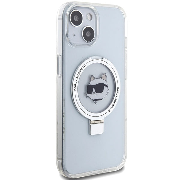 MagSafe futrola za Apple iPhone 15 Plus / 14 Plus, Karl Lagerfeld, Ring Stand Choupette's Head, Bijela