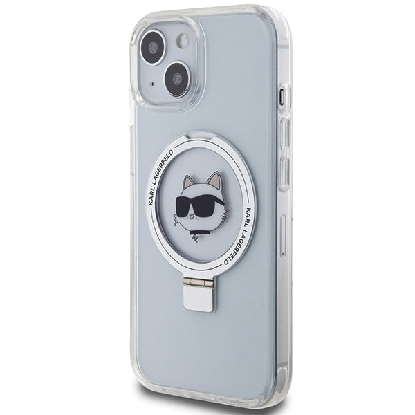 MagSafe futrola za Apple iPhone 15 Plus / 14 Plus, Karl Lagerfeld, Ring Stand Choupette's Head, Bijela