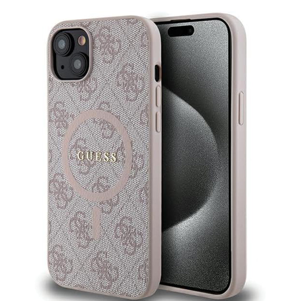 Futrola MagSafe za Apple iPhone 15 Plus, Guess, 4G Collection, Roza