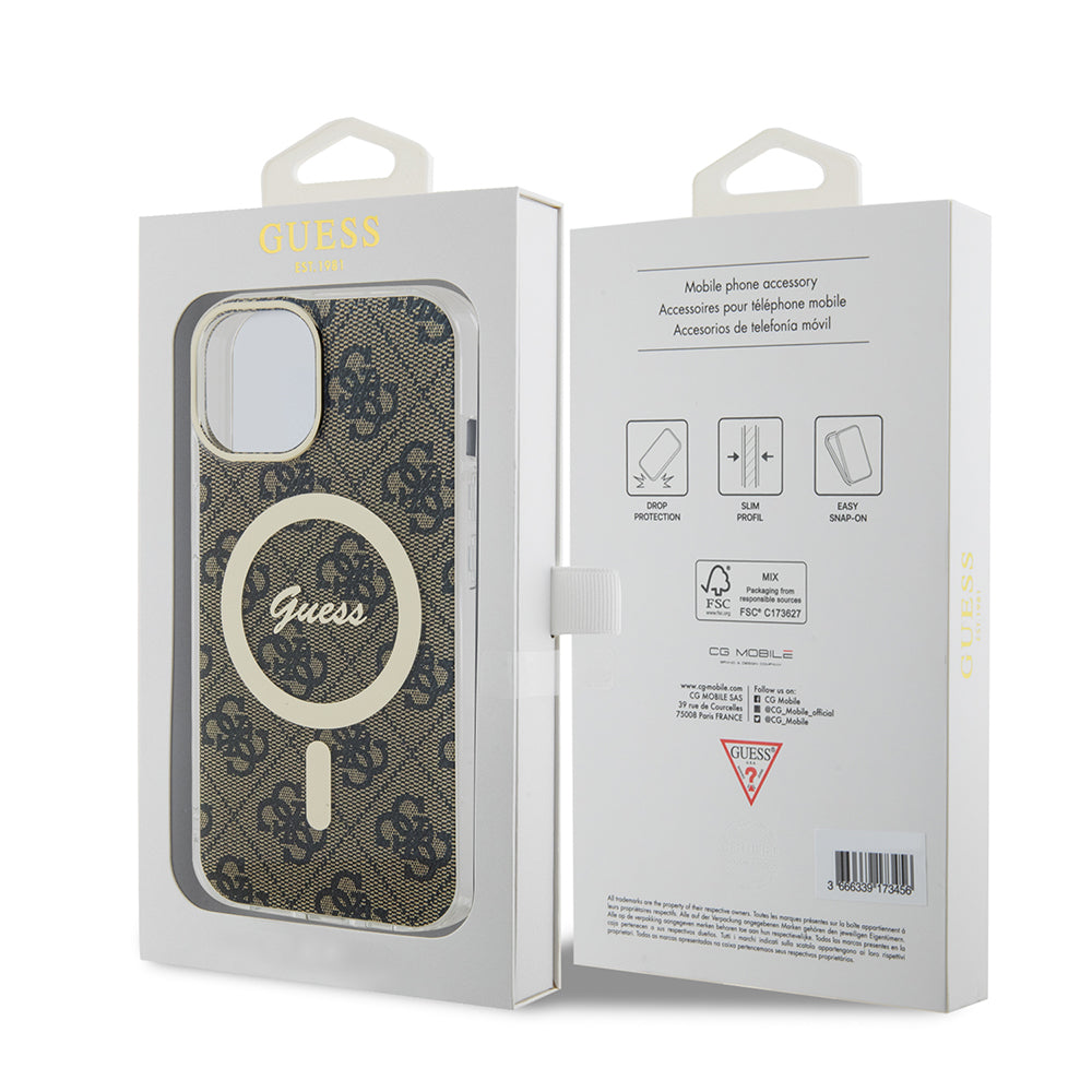 Futrola MagSafe za Apple iPhone 15 Plus, Guess, IML 4G, Smeđa