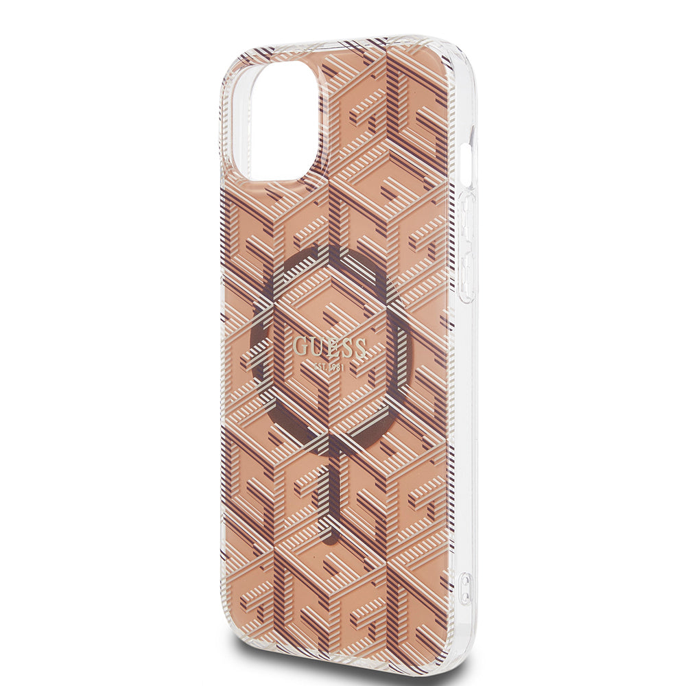 Futrola MagSafe za Apple iPhone 15 Plus, Guess, IML Gcube, Smeđa