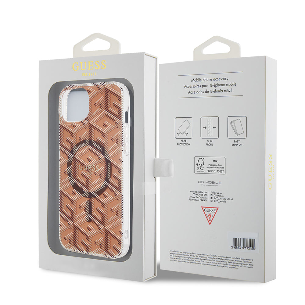 Futrola MagSafe za Apple iPhone 15 Plus, Guess, IML Gcube, Smeđa