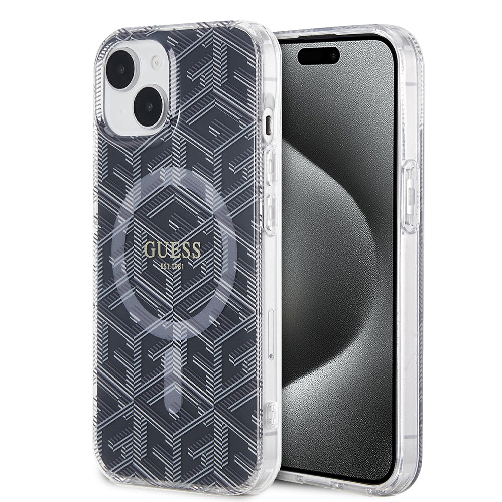 MagSafe futrola za Apple iPhone 15 Plus, Guess, IML Gcube, Crna