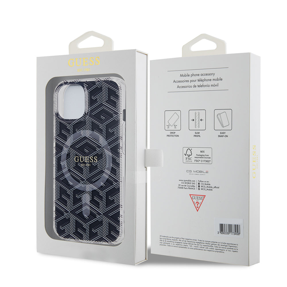 MagSafe futrola za Apple iPhone 15 Plus, Guess, IML Gcube, Crna