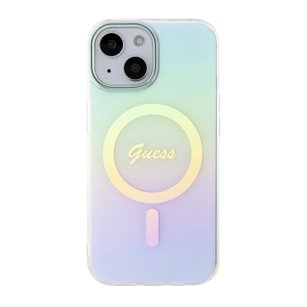 MagSafe futrola za Apple iPhone 15 Plus, Guess, IML Iridescent, Tirkizna