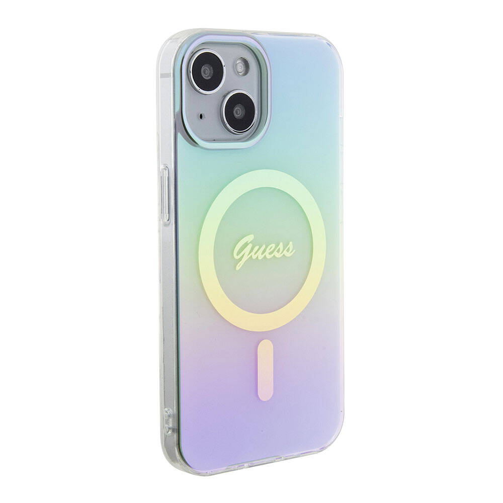MagSafe futrola za Apple iPhone 15 Plus, Guess, IML Iridescent, Tirkizna