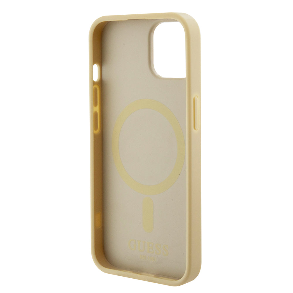 Futrola MagSafe za Apple iPhone 15 Plus, Guess, Saffiano, Zlatna