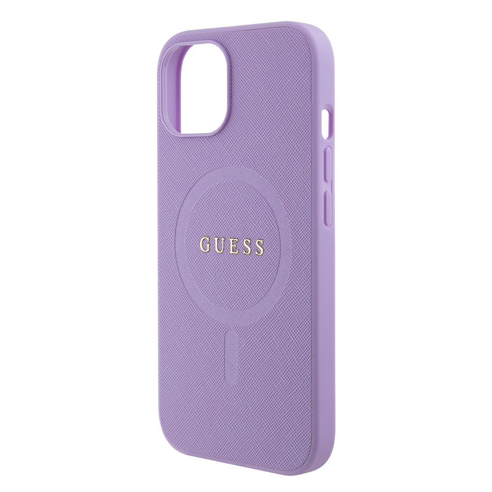 Futrola MagSafe za Apple iPhone 15 Plus, Guess, Saffiano, Ljubičasta
