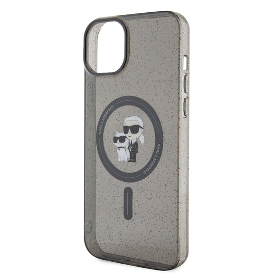 Futrola MagSafe za Apple iPhone 15 Plus, Karl Lagerfeld, Glitter, Crna