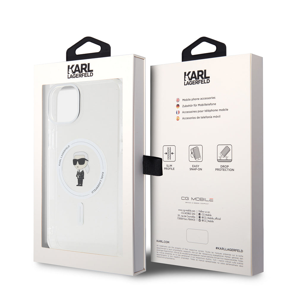 Futrola MagSafe za Apple iPhone 15 Plus, Karl Lagerfeld, IML Ikonik Karl, Prozirna