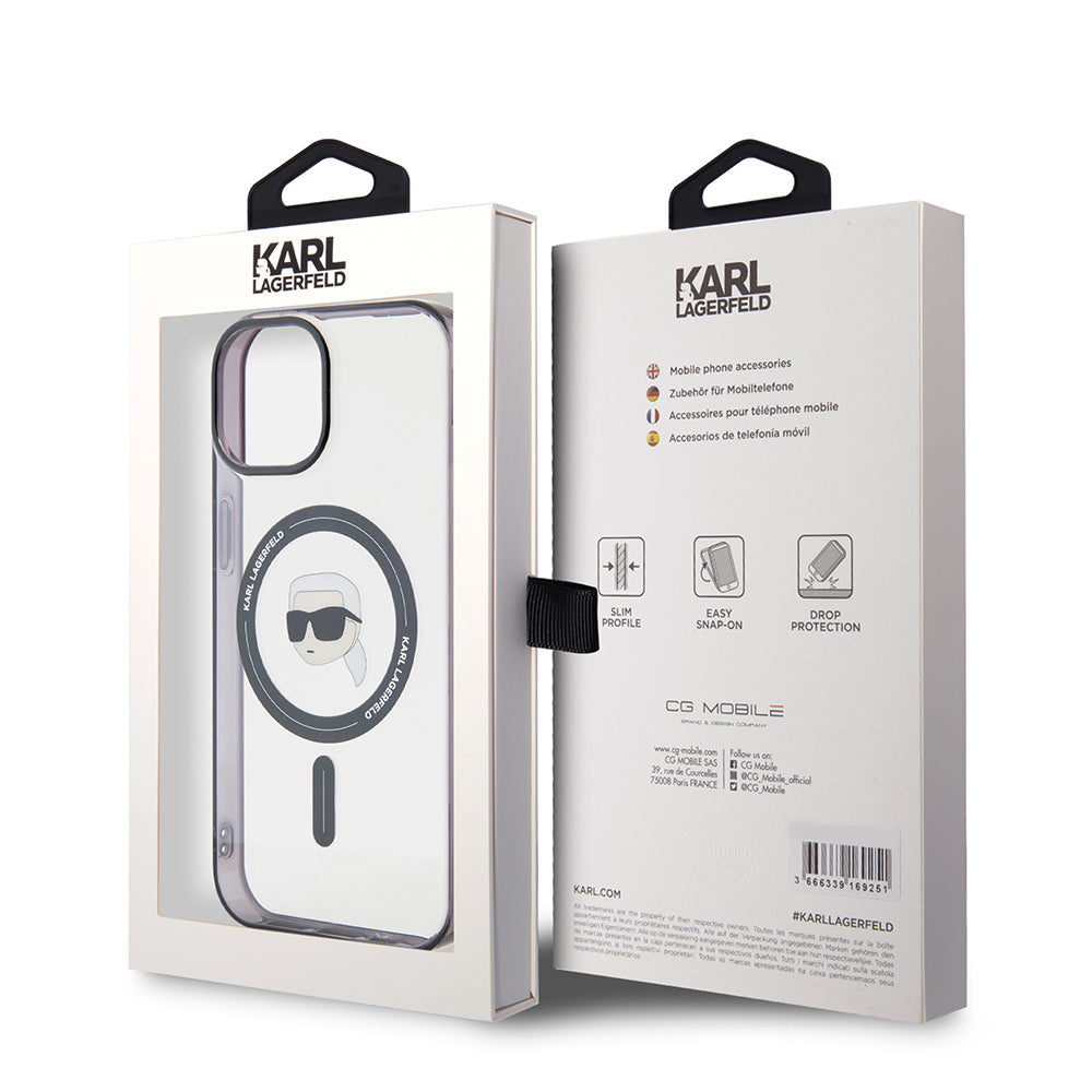 Futrola MagSafe za Apple iPhone 15 Plus, Karl Lagerfeld, IML Karl's Head, Prozirna
