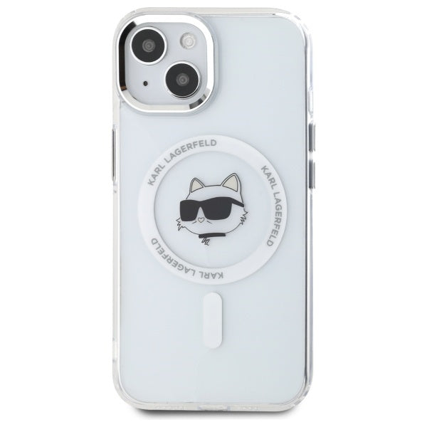 Husa MagSafe za Apple iPhone 15 Plus, Karl Lagerfeld, IML Metal Choupette's Head, Bijela
