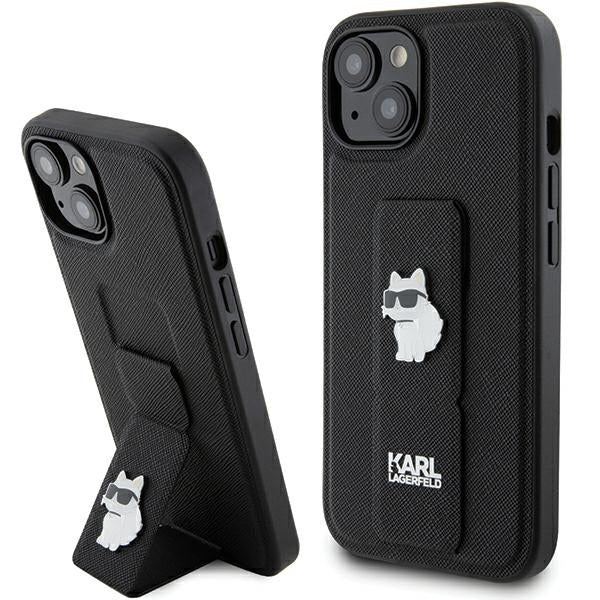 MagSafe futrola za Apple iPhone 15 Plus, Karl Lagerfeld, Saffiano Gripstand Choupette, Crna