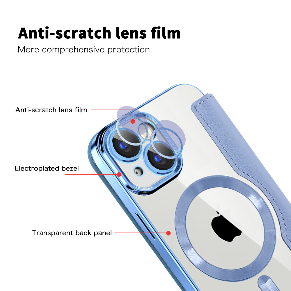 MagSafe futrola za Apple iPhone 15 Plus, Techsuit, SmartMag Book, Plava
