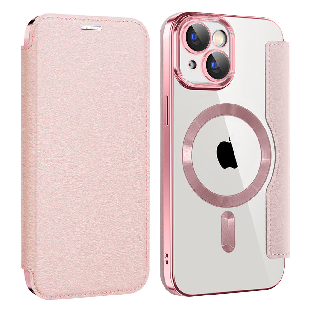 MagSafe futrola za Apple iPhone 15 Plus, Techsuit, SmartMag Book, Roza
