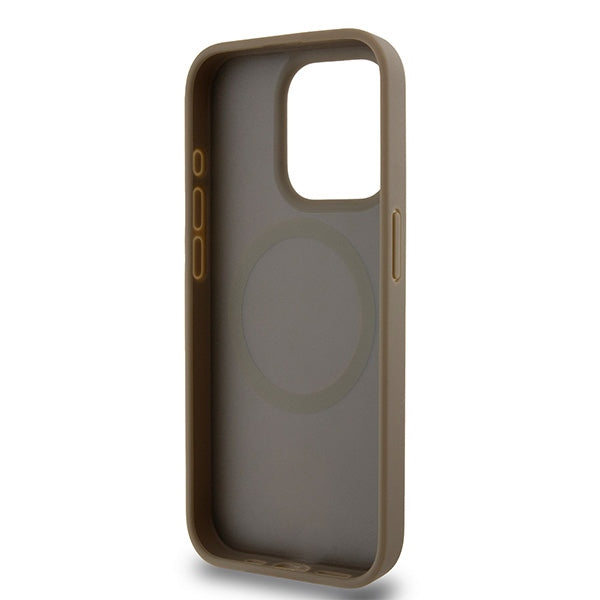 Futrola MagSafe za Apple iPhone 15 Pro, DKNY, Monogram uzorak metalni logo, smeđa