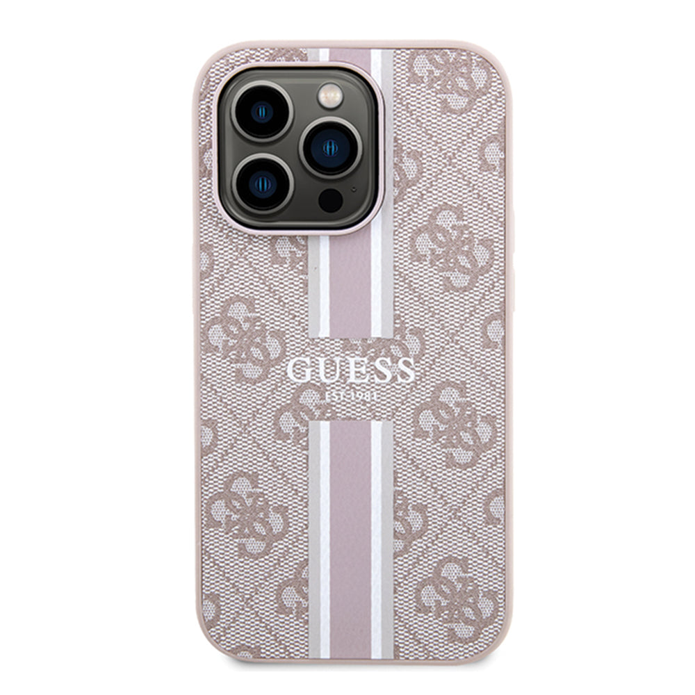 MagSafe futrola za Apple iPhone 15 Pro, Guess, 4G Printed Stripes, Roza
