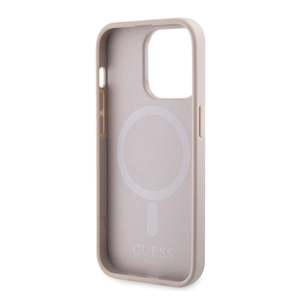 MagSafe futrola za Apple iPhone 15 Pro, Guess, 4G Printed Stripes, Roza