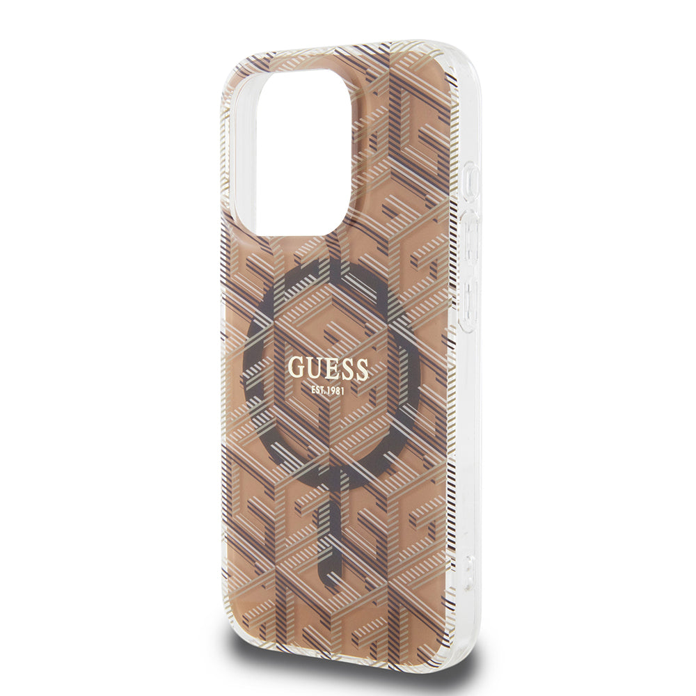 Futrola MagSafe za Apple iPhone 15 Pro, Guess, IML Gcube, Smeđa