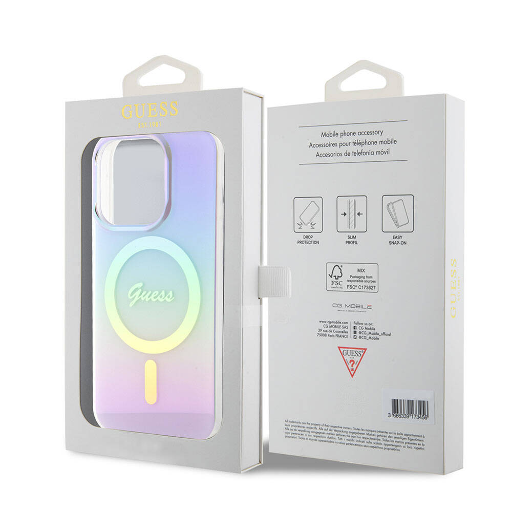 MagSafe futrola za Apple iPhone 15 Pro, Guess, IML Iridescent, Ljubičasta