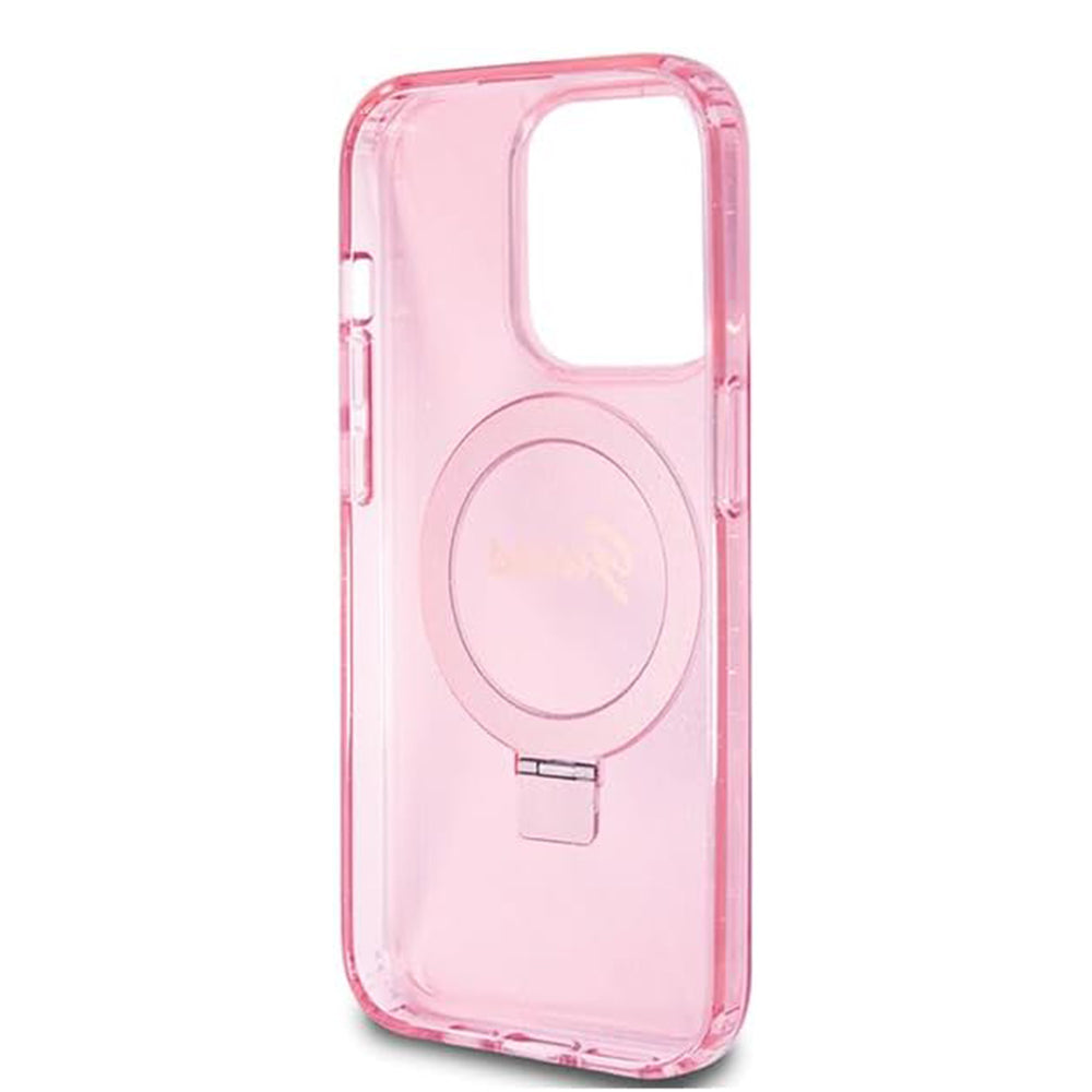 Futrola MagSafe za Apple iPhone 15 Pro, Guess, IML Ring Stand Glitter, Roza