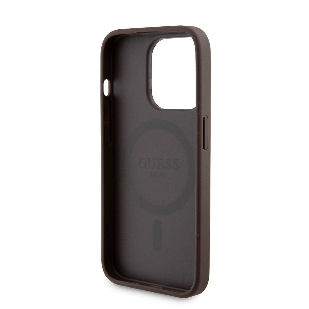 MagSafe futrola za Apple iPhone 15 Pro, Guess, Powerbank 4G Metal Logo, Smeđa