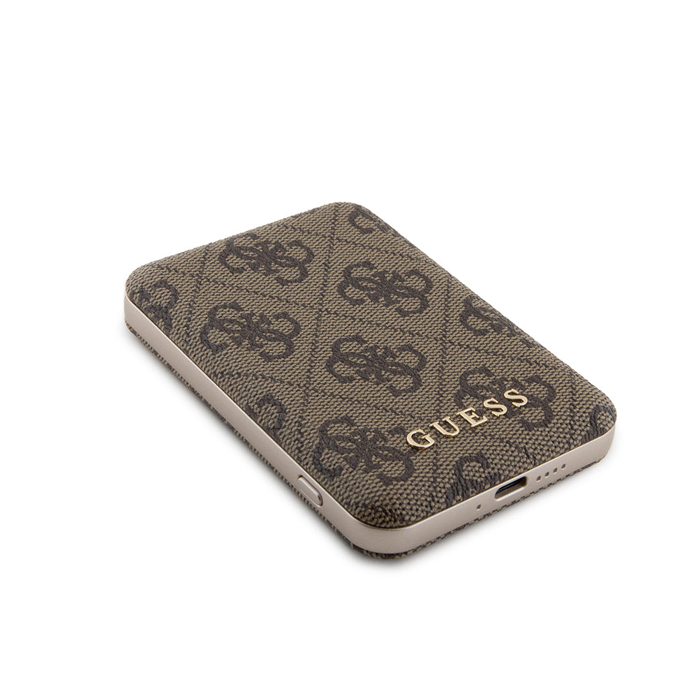 MagSafe futrola za Apple iPhone 15 Pro, Guess, Powerbank 4G Metal Logo, Smeđa