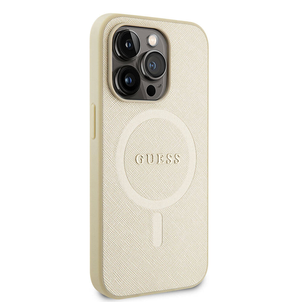 Futrola MagSafe za Apple iPhone 15 Pro, Guess, Saffiano, Bež
