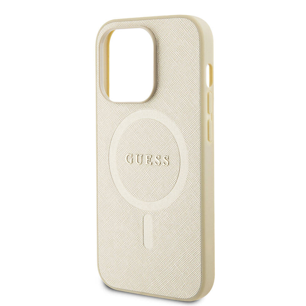 Futrola MagSafe za Apple iPhone 15 Pro, Guess, Saffiano, Bež
