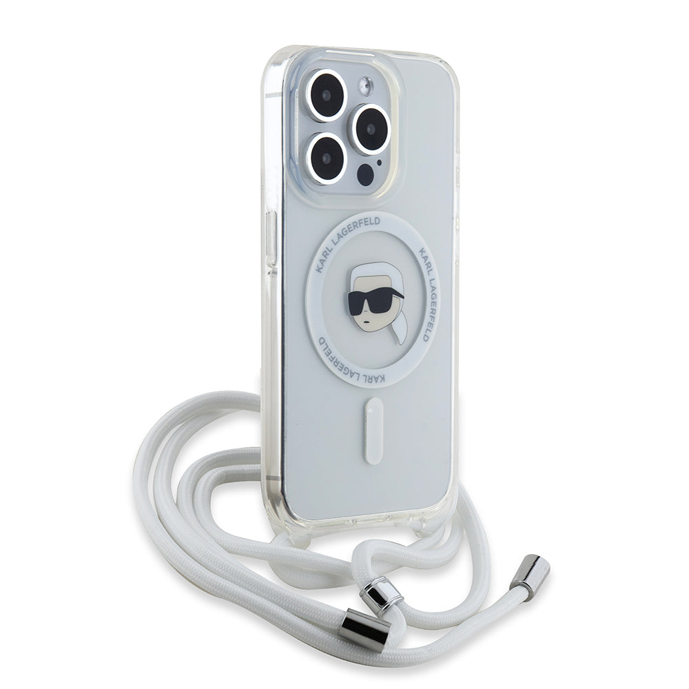 Futrola MagSafe za Apple iPhone 15 Pro, Karl Lagerfeld, IML Crossbody Karl's Head, Prozirna
