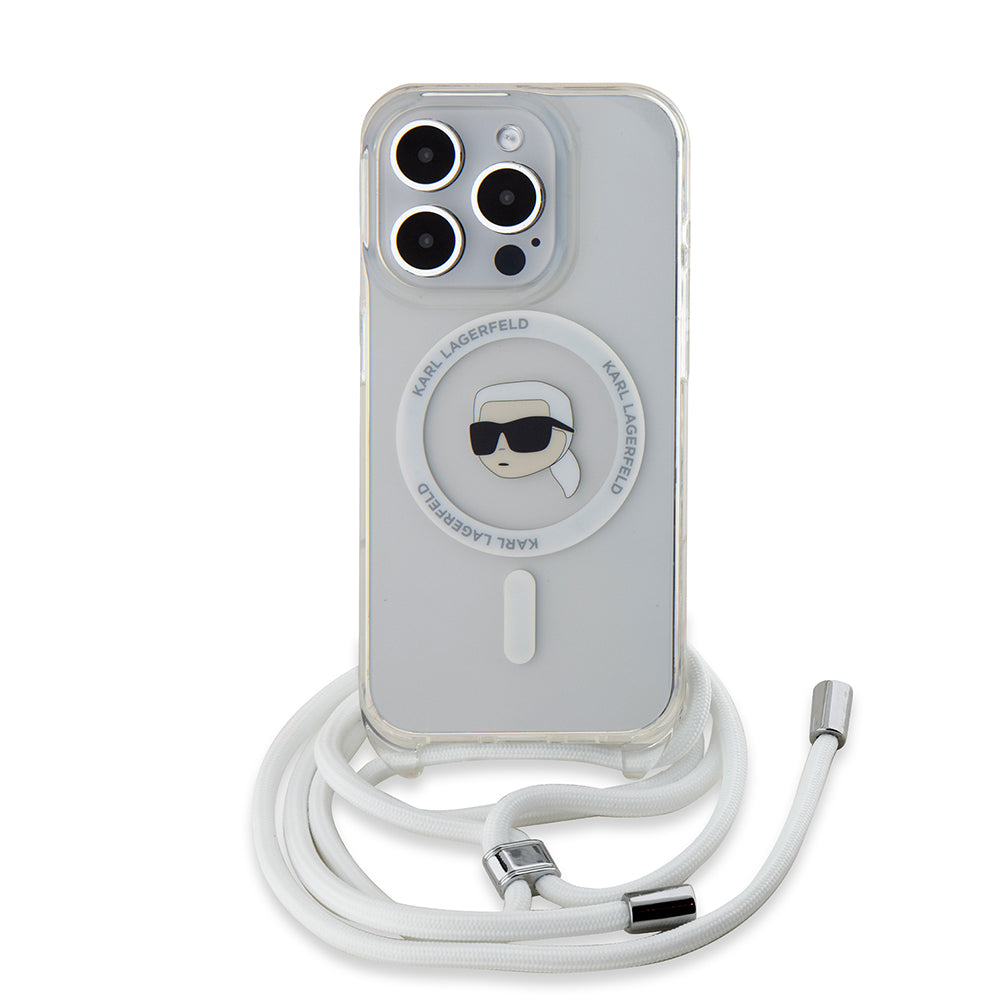 Futrola MagSafe za Apple iPhone 15 Pro, Karl Lagerfeld, IML Crossbody Karl's Head, Prozirna