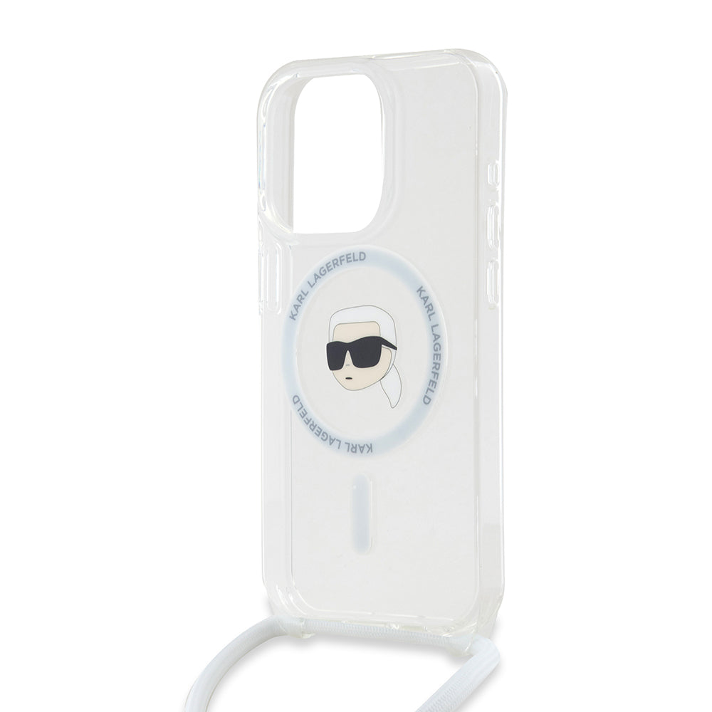 Futrola MagSafe za Apple iPhone 15 Pro, Karl Lagerfeld, IML Crossbody Karl's Head, Prozirna