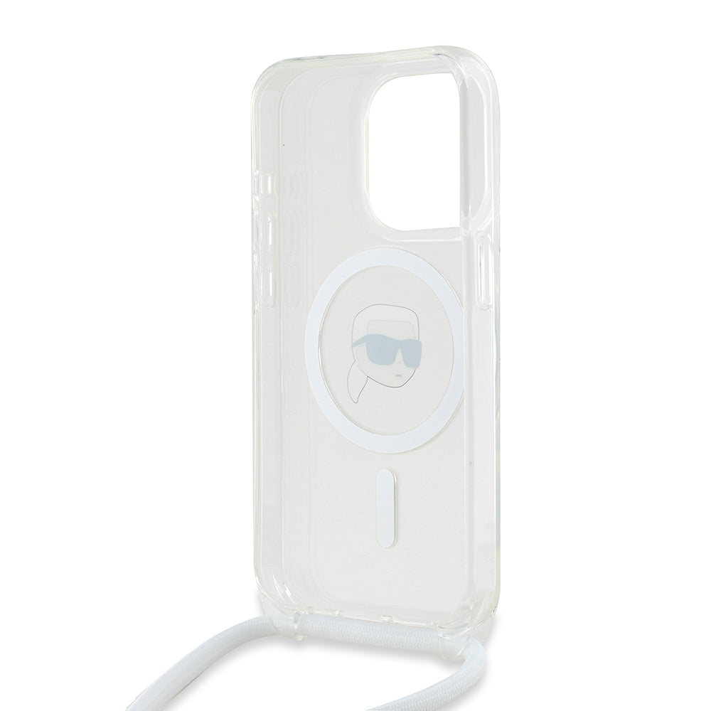 Futrola MagSafe za Apple iPhone 15 Pro, Karl Lagerfeld, IML Crossbody Karl's Head, Prozirna