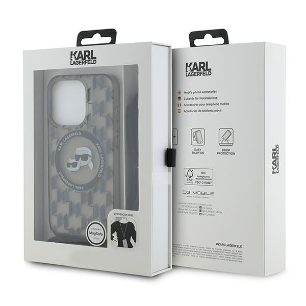MagSafe futrola za Apple iPhone 15 Pro, Karl Lagerfeld, IML Crossbody Monogram Karl & Choupette's Heads, Crna