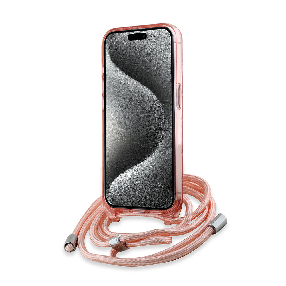MagSafe torbica za Apple iPhone 15 Pro, Karl Lagerfeld, IML Crossbody Monogram Karl & Choupette's Heads, Roza