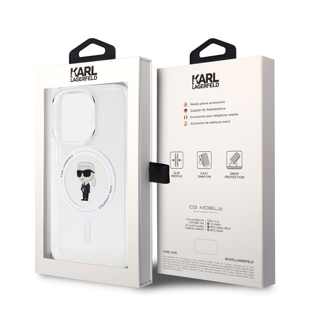 MagSafe futrola za Apple iPhone 15 Pro, Karl Lagerfeld, IML Ikonik Karl, Prozirna