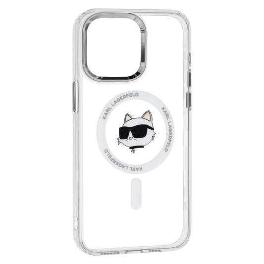 Futrola MagSafe za Apple iPhone 15 Pro, Karl Lagerfeld, IML Metal Choupette's Head, Bijela