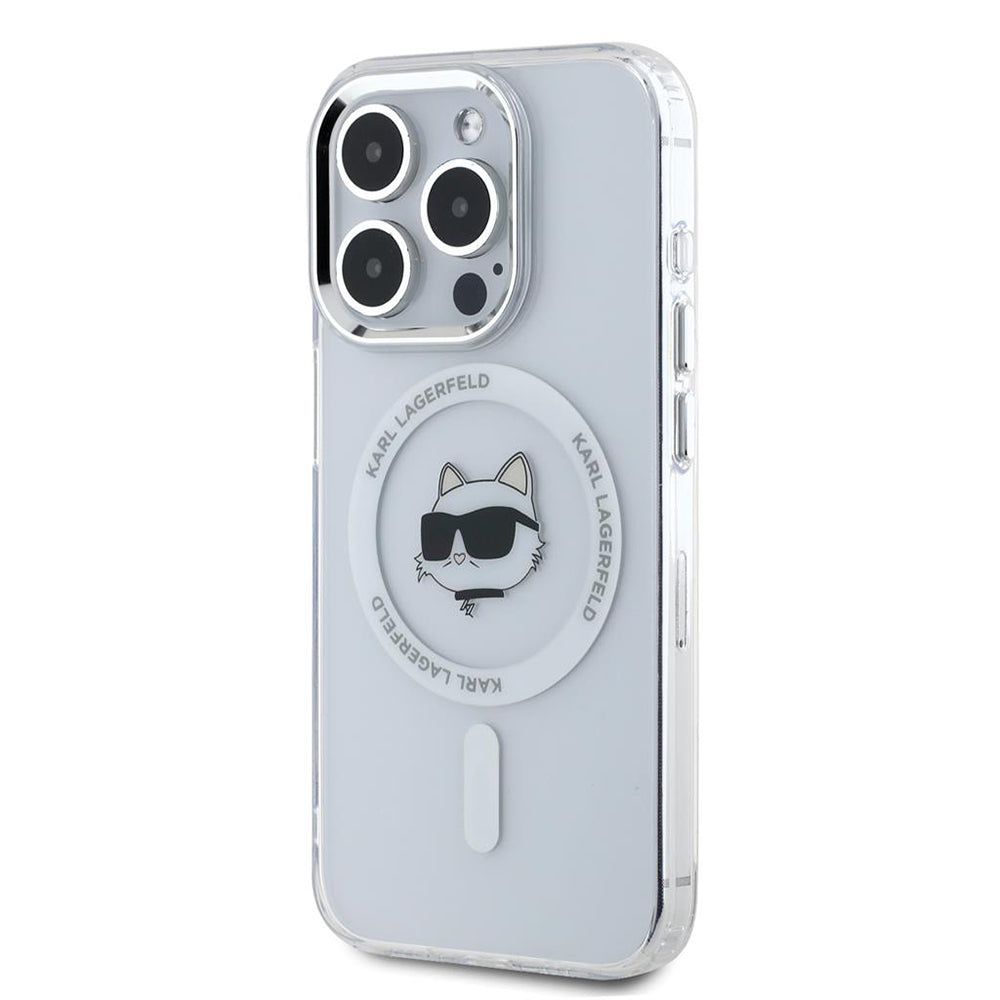 Futrola MagSafe za Apple iPhone 15 Pro, Karl Lagerfeld, IML Metal Choupette's Head, Bijela