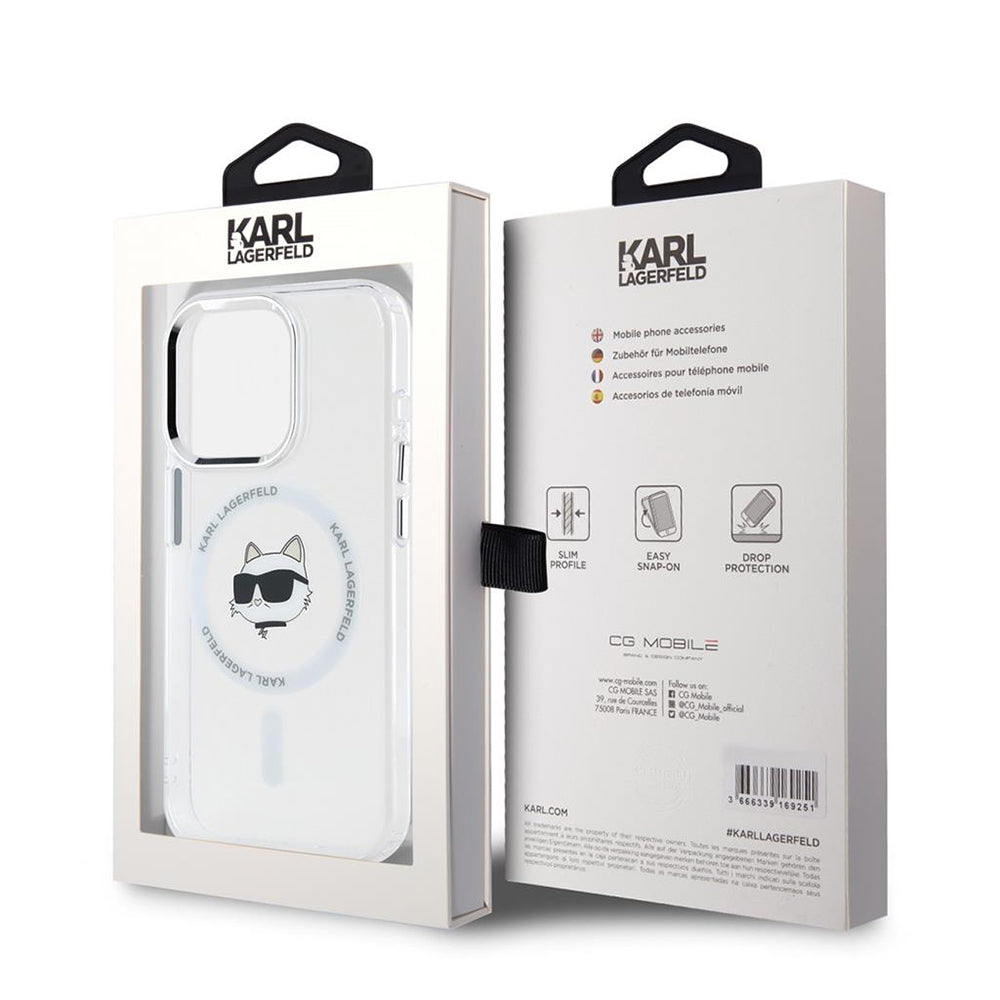 Futrola MagSafe za Apple iPhone 15 Pro, Karl Lagerfeld, IML Metal Choupette's Head, Bijela