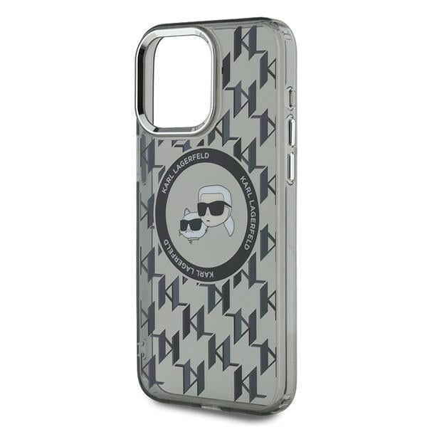 Futrola MagSafe za Apple iPhone 15 Pro, Karl Lagerfeld, IML Monogram Karl & Choupette's Heads, Crna