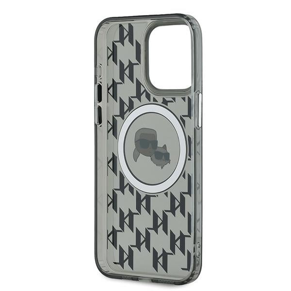 Futrola MagSafe za Apple iPhone 15 Pro, Karl Lagerfeld, IML Monogram Karl & Choupette's Heads, Crna