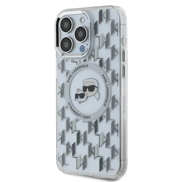 Futrola MagSafe za Apple iPhone 15 Pro, Karl Lagerfeld, IML Monogram Karl & Choupette's Heads, Prozirna