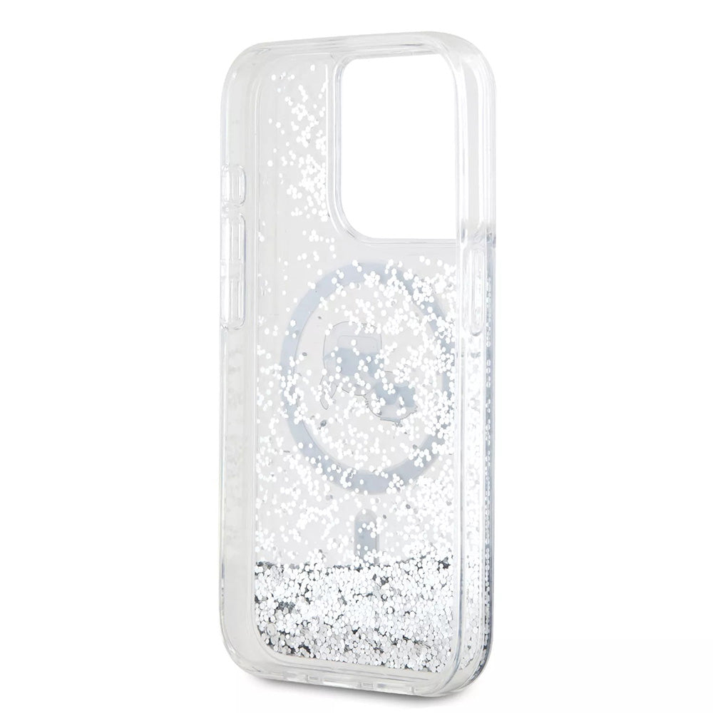 Futrola MagSafe za Apple iPhone 15 Pro, Karl Lagerfeld, Liquid Glitter Karl & Choupette's Heads, Prozirna