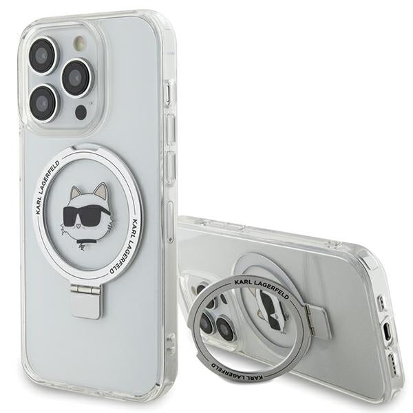Futrola MagSafe za Apple iPhone 15 Pro, Karl Lagerfeld, Ring Stand Choupette's Head, Bijela