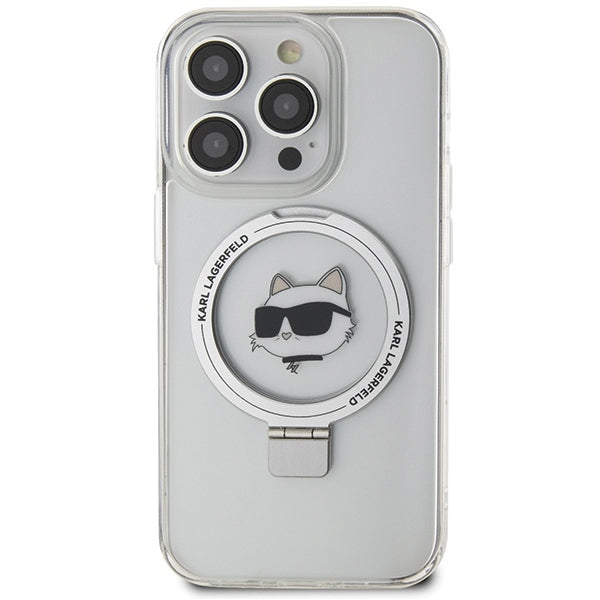 Futrola MagSafe za Apple iPhone 15 Pro, Karl Lagerfeld, Ring Stand Choupette's Head, Bijela