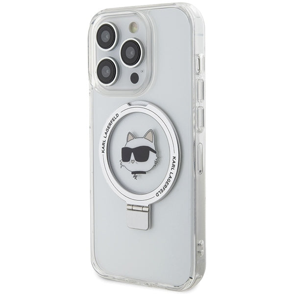 Futrola MagSafe za Apple iPhone 15 Pro, Karl Lagerfeld, Ring Stand Choupette's Head, Bijela