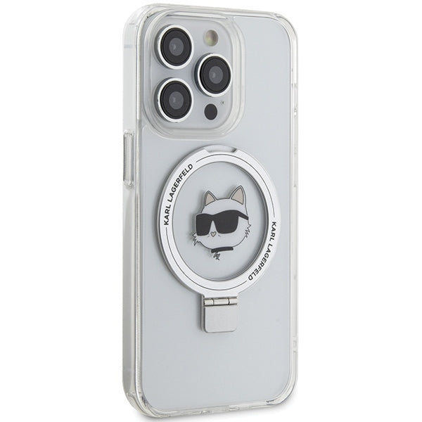 Futrola MagSafe za Apple iPhone 15 Pro, Karl Lagerfeld, Ring Stand Choupette's Head, Bijela